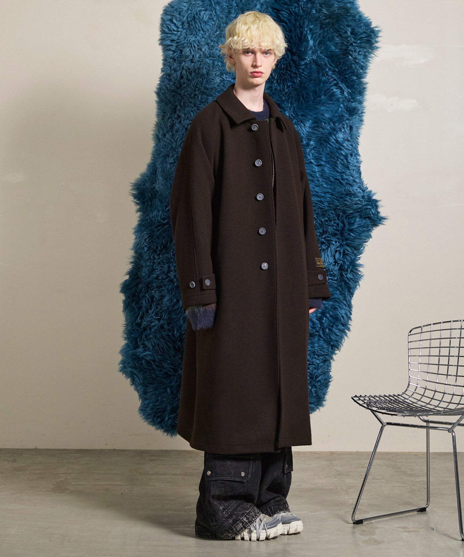 Super170s Prime-Over Melton Balmachan Coat