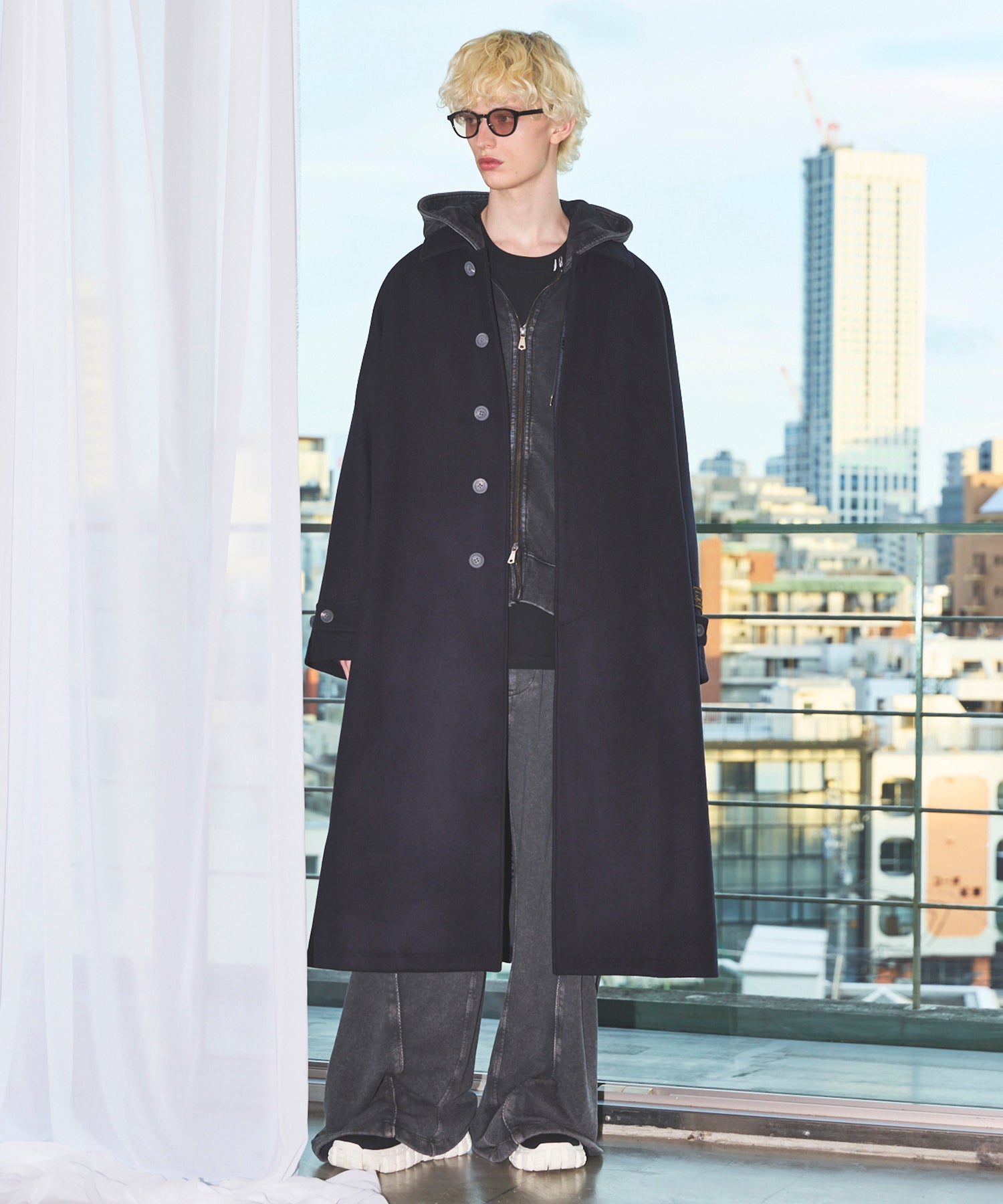 Super170s Prime-Over Melton Balmachan Coat