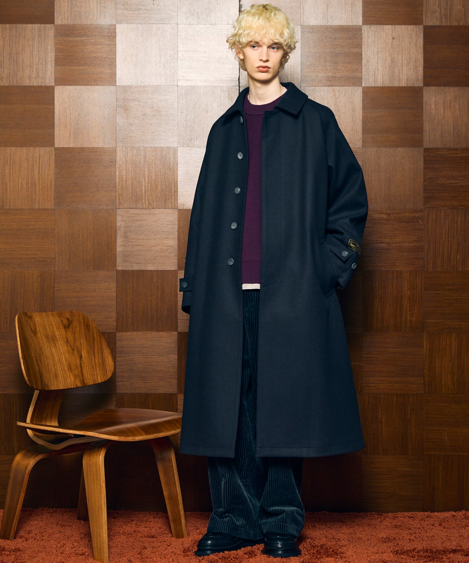 Super170s Prime-Over Melton Balmachan Coat