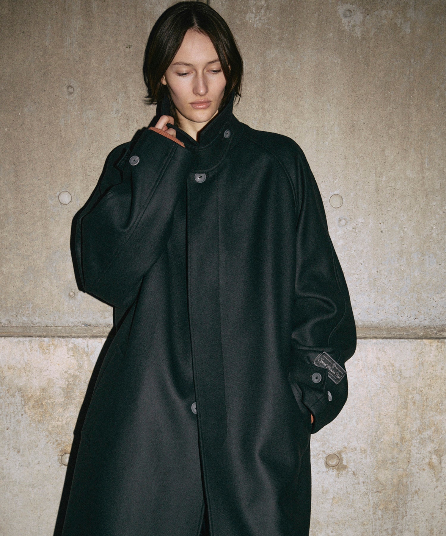 Super140s Prime-Over Melton Balmachan Coat