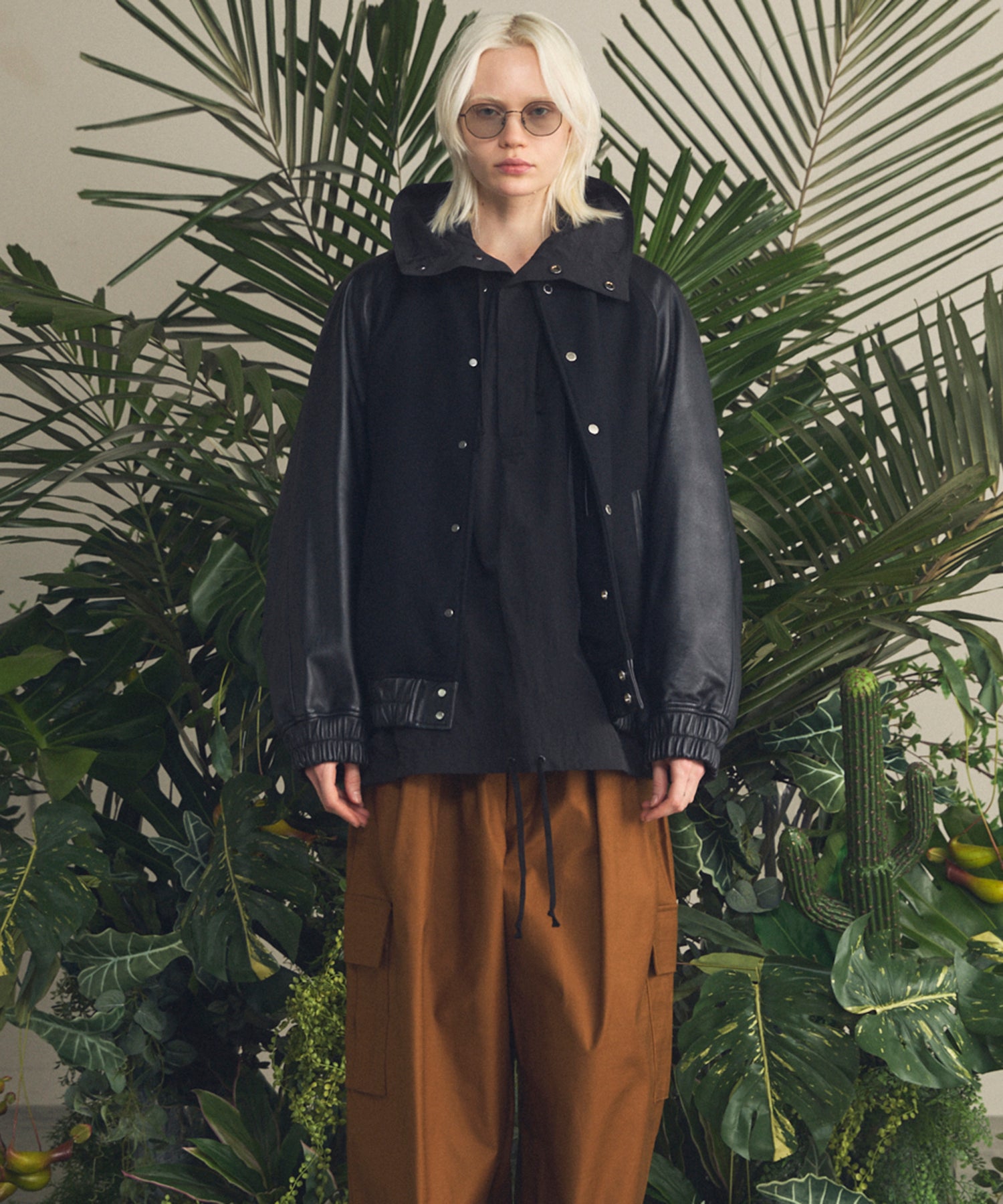 Sheep Leather Melton Combination Stadium Jacket