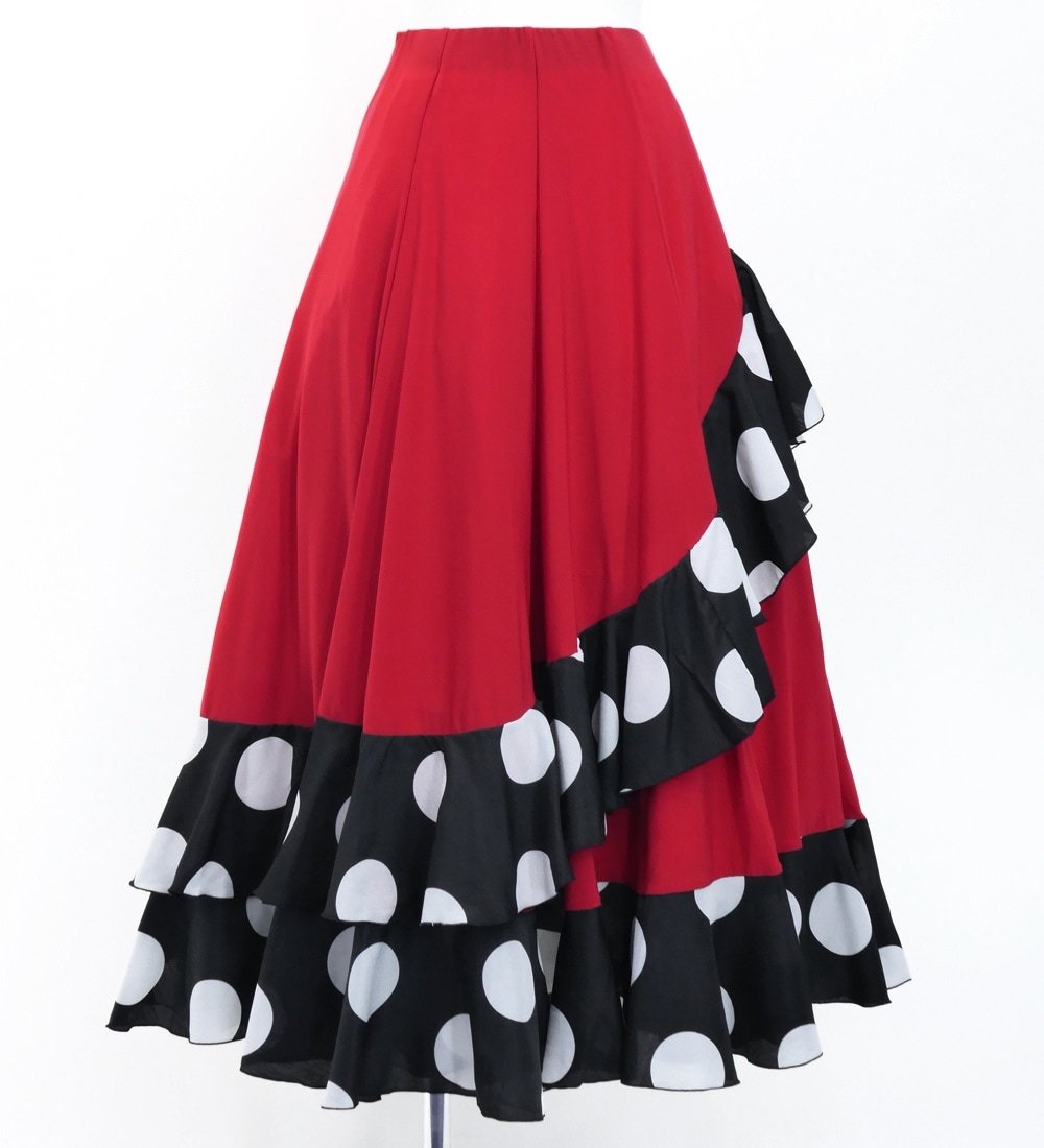 フラメンコファルダ エスカルゴタイプ アイボリー水玉