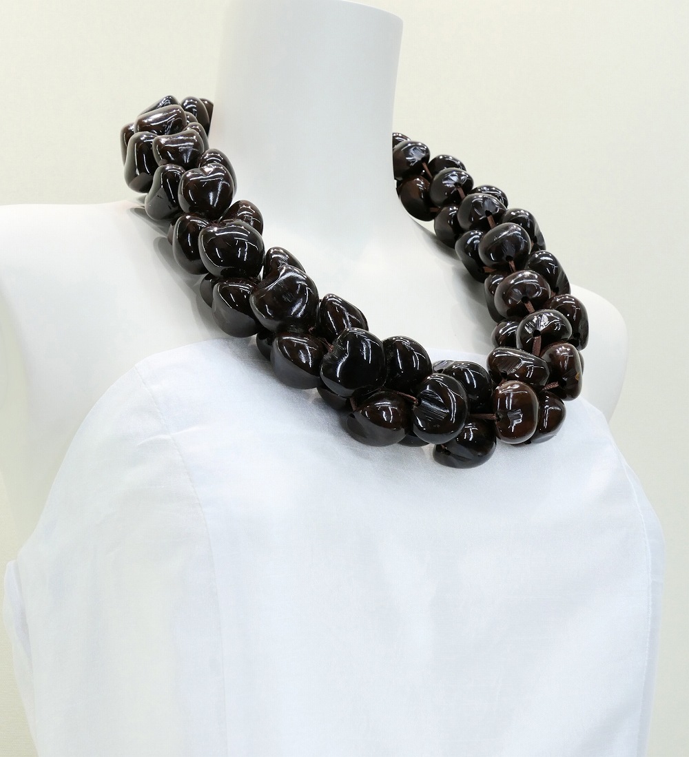 ハワイアンレイ ダブルククイレイ ブラウン 2862br