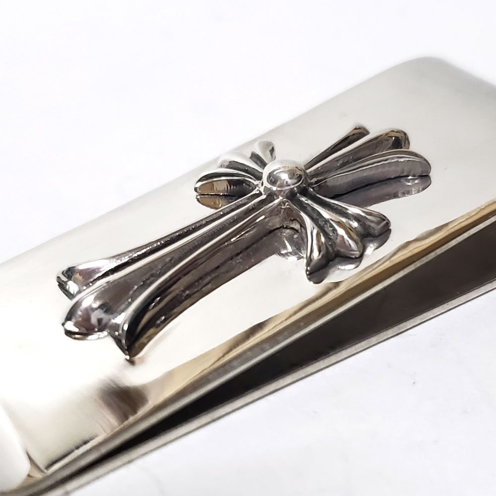 68mm フローラルクロス紋章 シルバー925 大型マネークリップ【札挟み