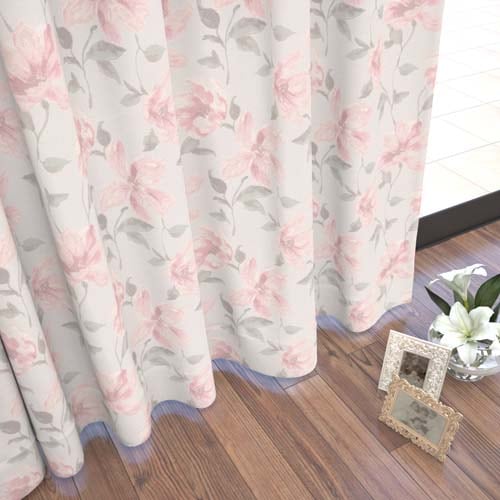 オーダー】遮光1級 エレガンス 水彩タッチの花柄ジャガード 形状記憶付