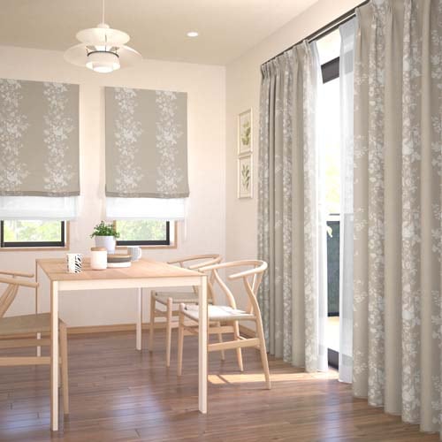 オーダー】遮光3級裏地付 ナチュラル 花柄の形状記憶付 BW31331