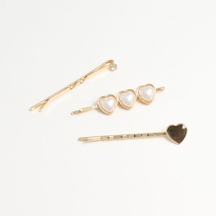 ヘアピン ハート エポ トリプル パール 3本セット【3color】 | ヘア