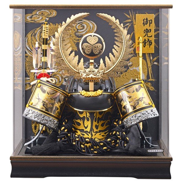 五月人形 徳川家康 着用兜 着用 ケース飾り コンパクト アクリルケース