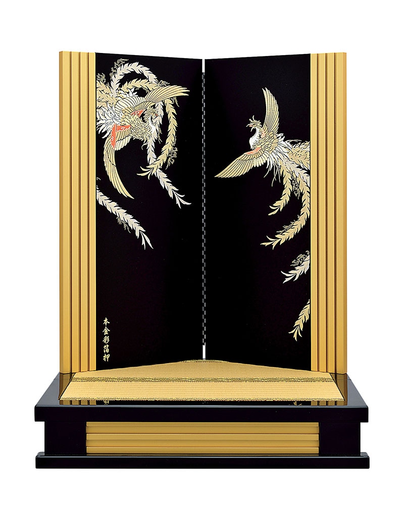 五月人形 5月人形 屏風 飾り台付き 屏風 30号 金閣屏風 鳳凰 飾り台 27