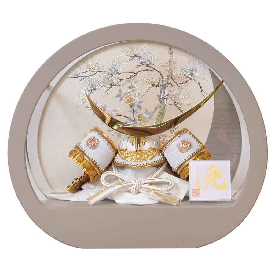 五月人形 丸型 丸 ケース入り 久月作 コンパクト お祝い 兜飾り ケース