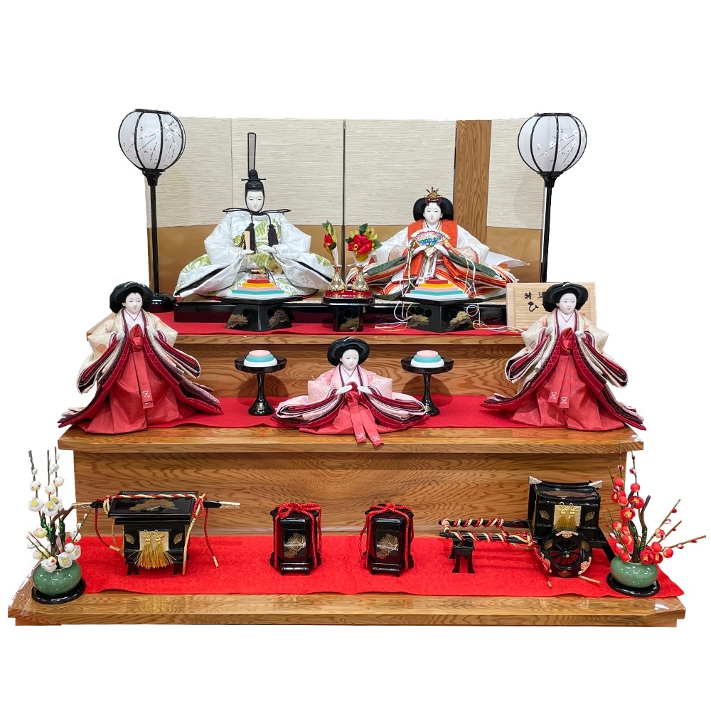 雛人形 久月 ひな人形 お祝い 三段飾り 段飾り 銘木 屋久杉 五人飾り 5