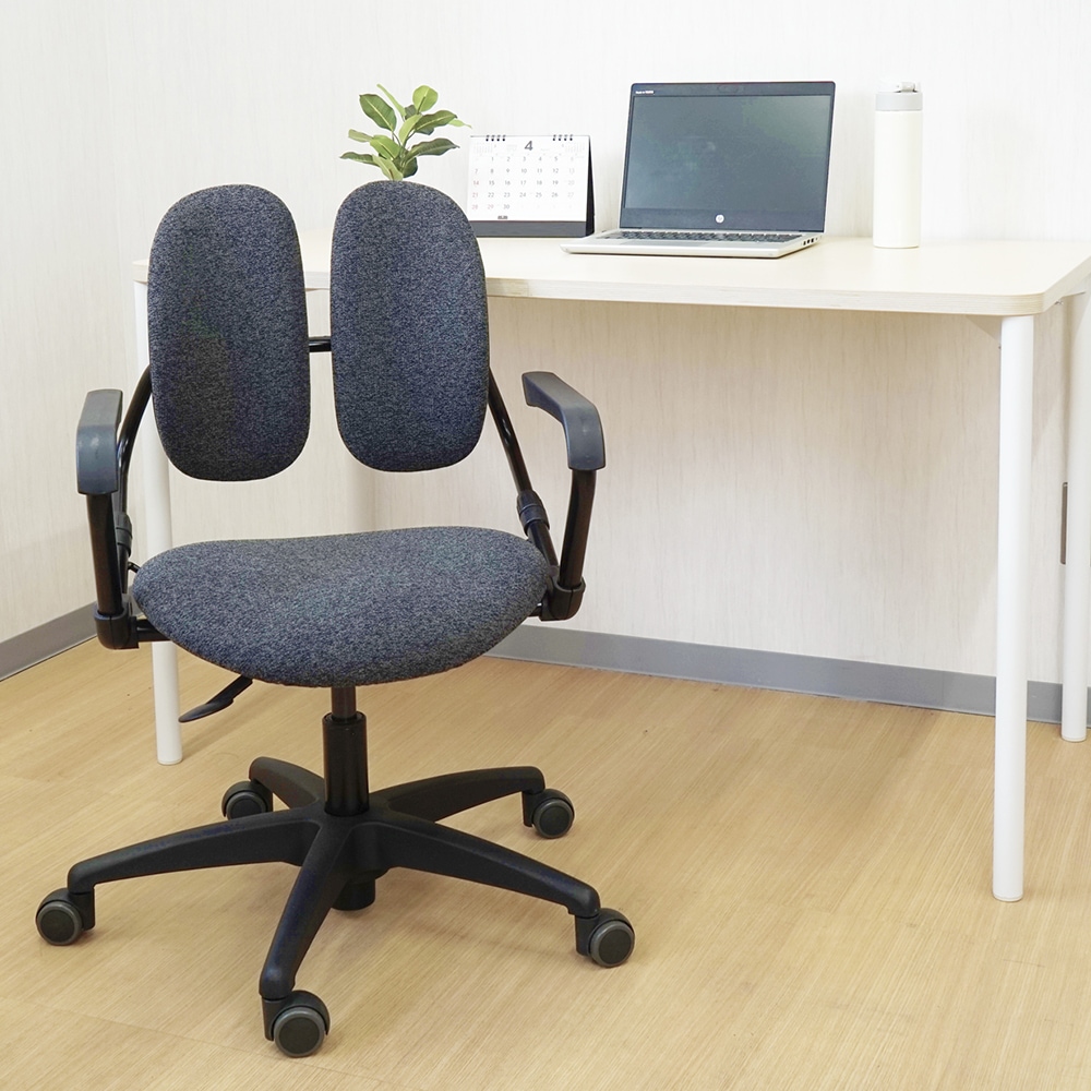 デュオレスト ワークチェア キャスター付き 肘付き 二つの背もたれ