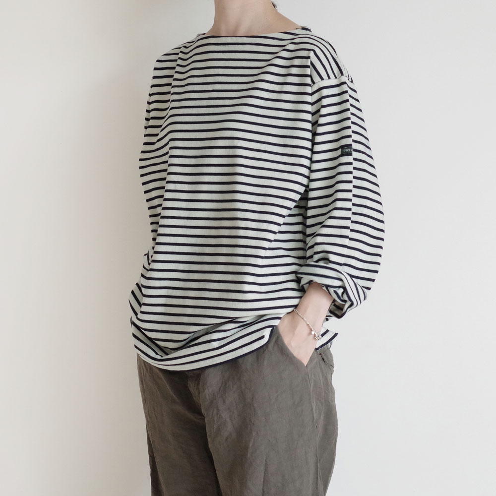 outil ウティ : TORICOT NAY バスクシャツ (White/indigo) | Tops