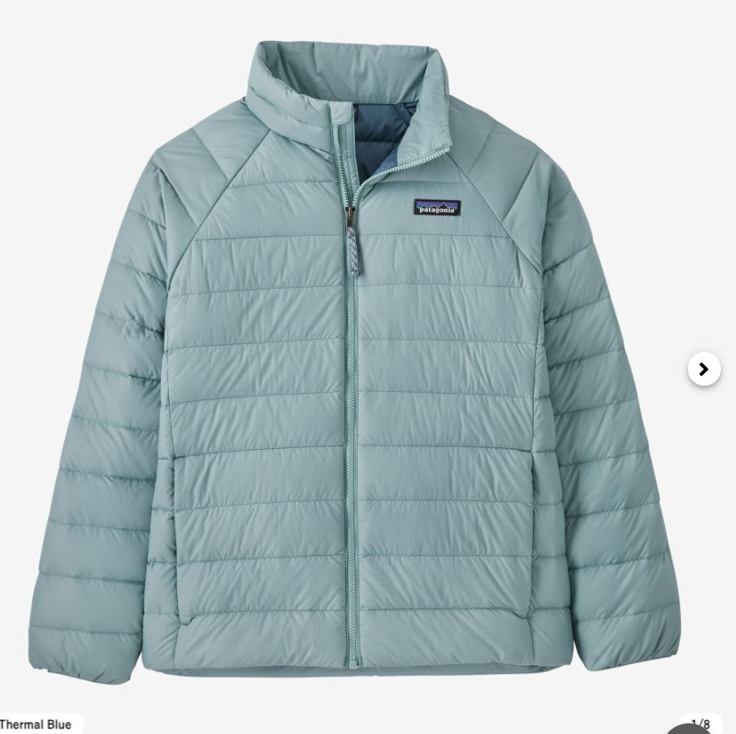 パタゴニア キッズパウダータウンスキージャケット Lサイズ 青/灰色