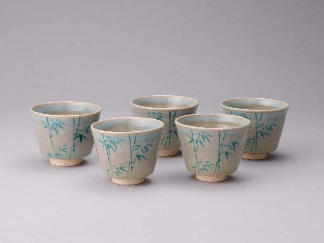 青磁 竹林汲出茶碗（5碗組） | カタログ・パンフレット 掲載品,夏