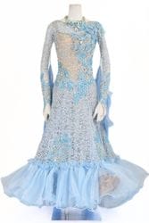 スタンダードドレス WS0634D アイスブルー/スペアミント L 社交ダンス