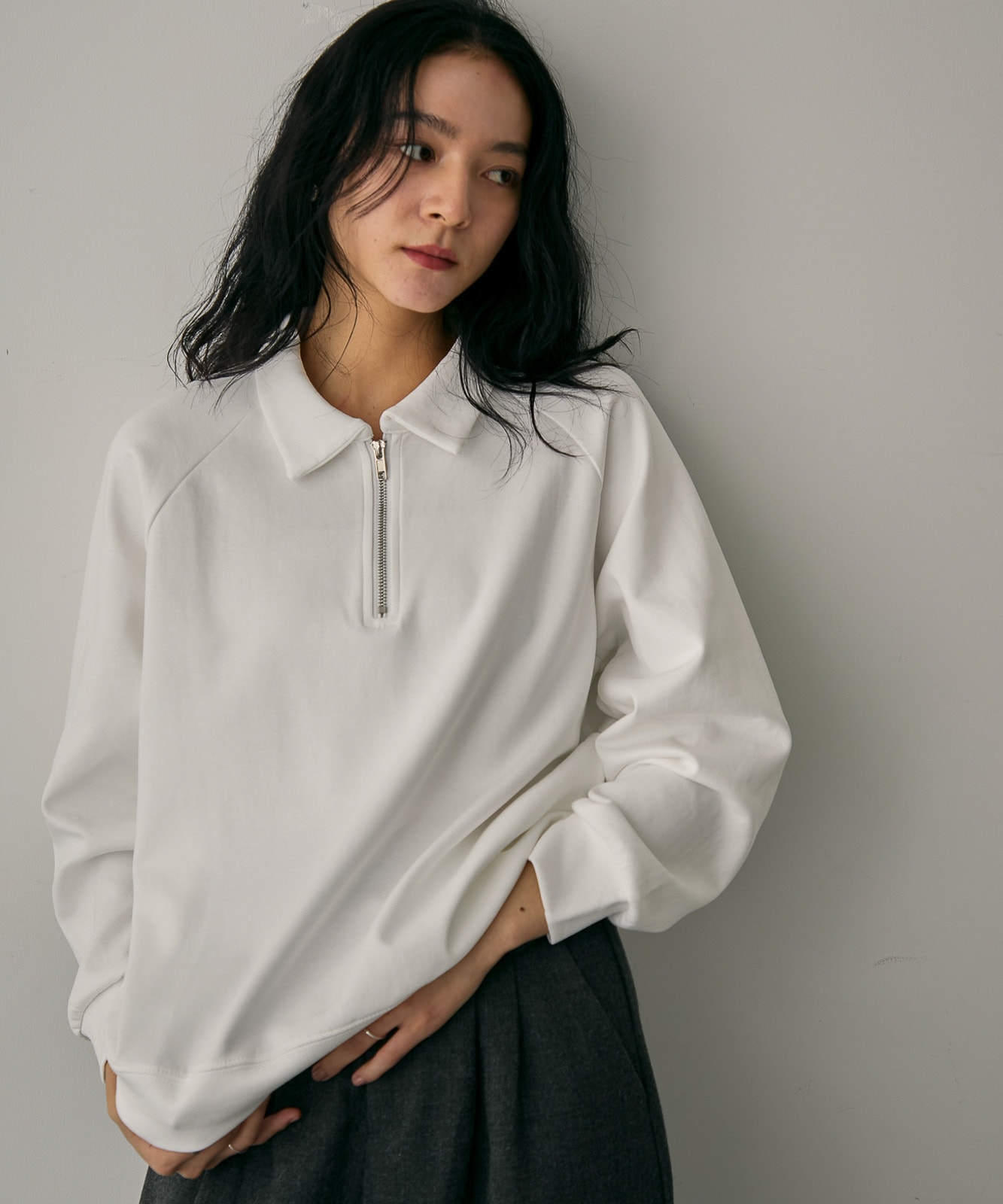 Double-Knit Half-Zip Sweatshirt | TENTO | TENTO online store