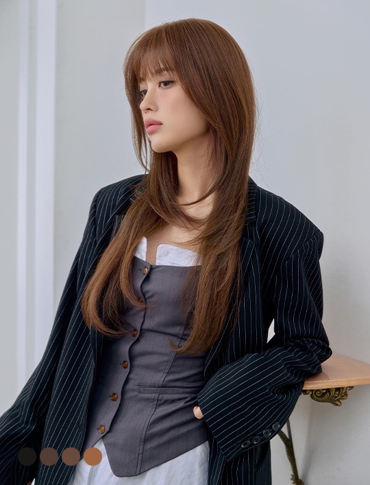 手植えトップカバー) リアルスキン シースルーバング ゆるふわカール