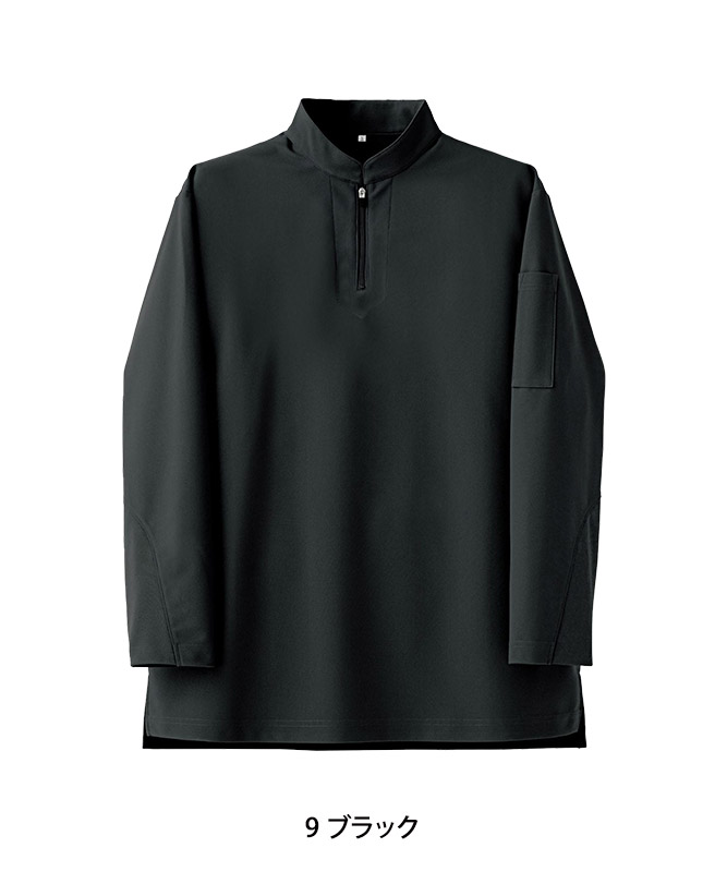 ZIP-UPスタンドカラーニットシャツ長袖[男女兼用][セブンユニフォーム