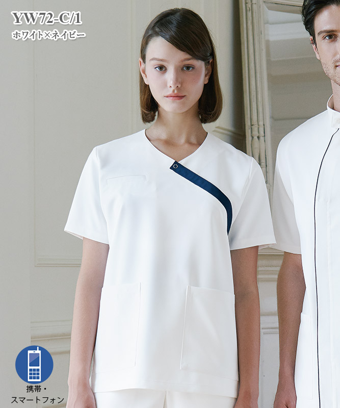 渡辺雪三郎レディススクラブ半袖[KAZEN製品] YW72｜THS-白衣通販・販売