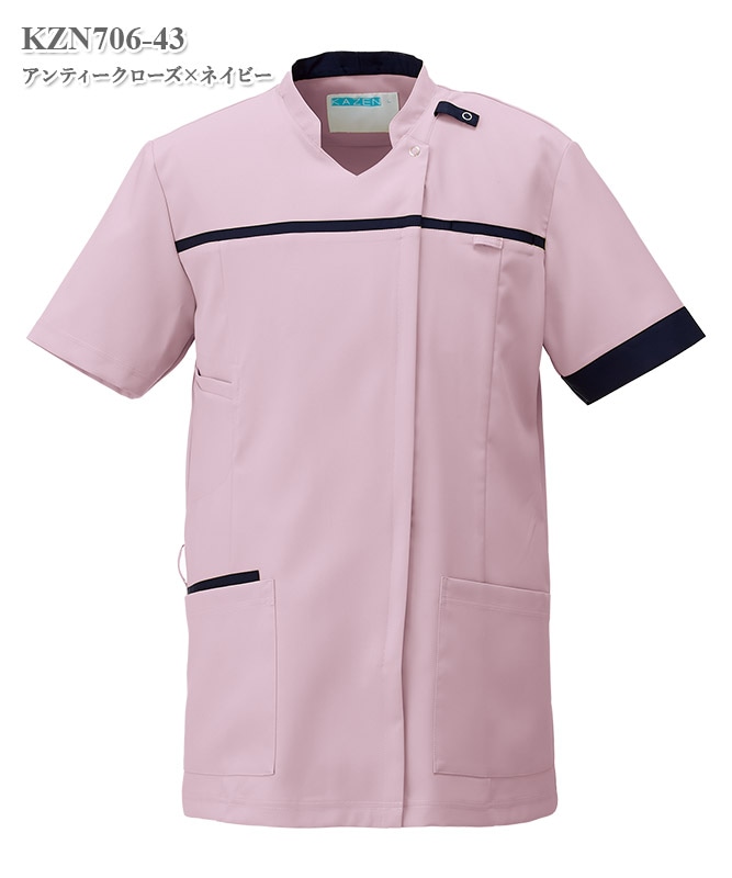 男女兼用スクラブジャケット半袖[KAZEN製品] KZN706｜THS-白衣通販・販売