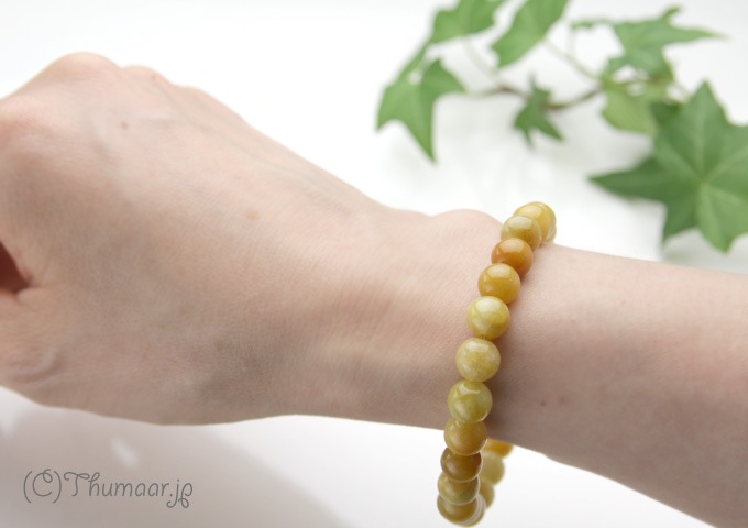 鑑別書付き】イエロー翡翠のブレスレット【8mm】｜パワーストーンの