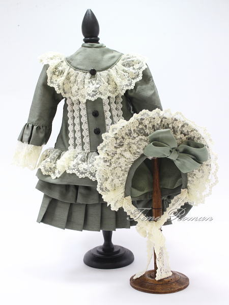 58cm前後 ドール用ツーピース＆ボンネット SET ⑩ | ドール関連品 I