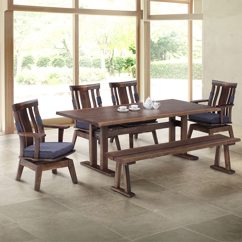 ダイニング6点セット 藍花 テーブルN.T753K(200) + チェアC753K+アーム