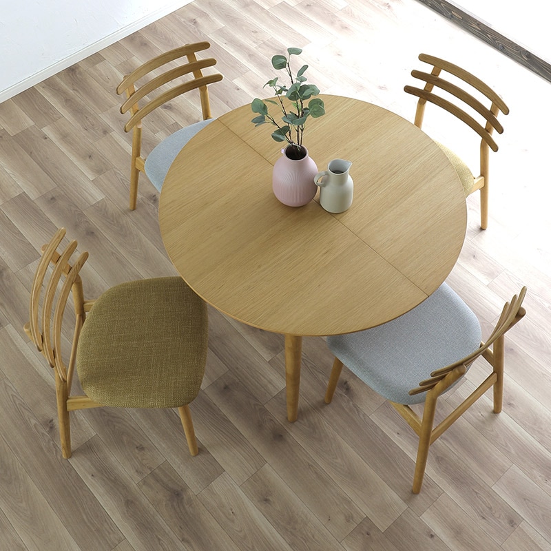 ダイニング5点セット ルカ 伸長テーブル105 ラウンドEXT OAK + チェア
