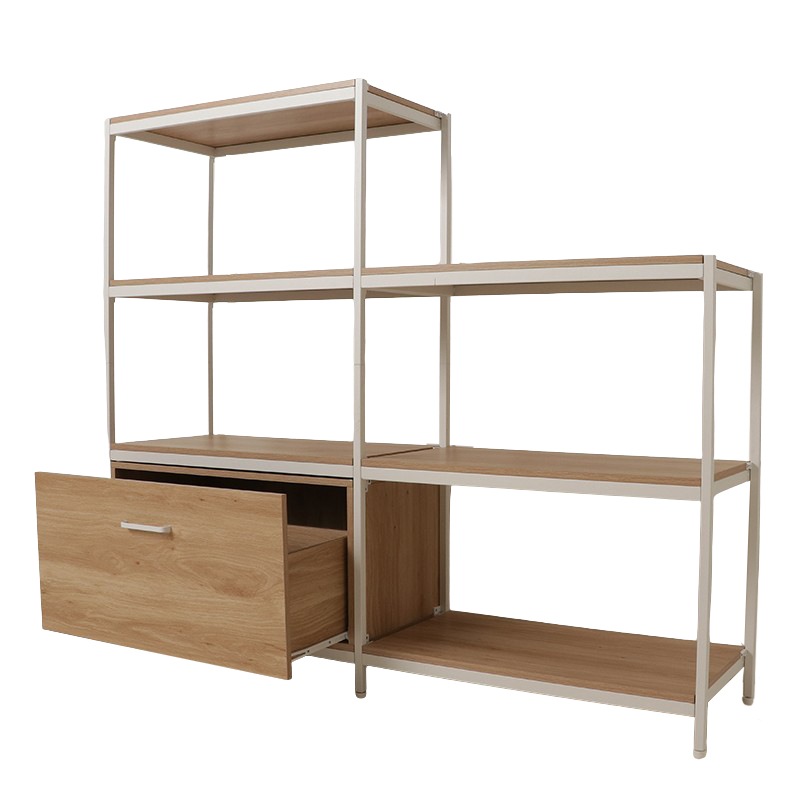 &コネクト ウッドシェルフラック CN-80134WH+CN-8040WH×3＋CN-P90WH+CN