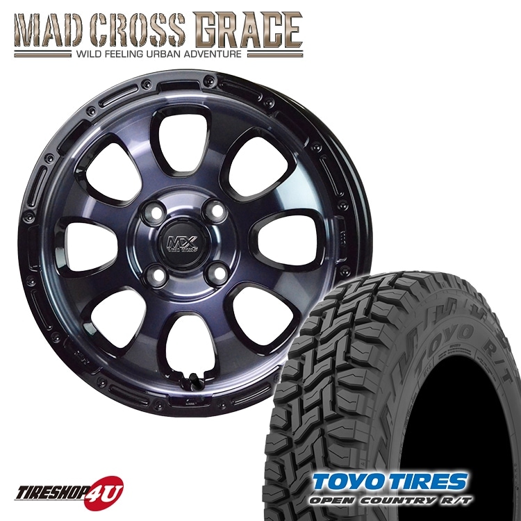 MAD CROSS GRACE 15x4.5J 4/100 +45 BKCBK TOYO OPEN COUNTRY R/T 165