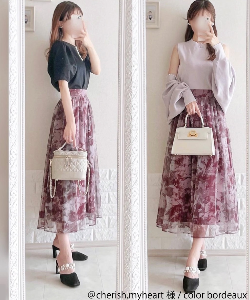 SALE】メッシュ花柄フレアスカート - 12Twelve Agenda(トゥエルブ