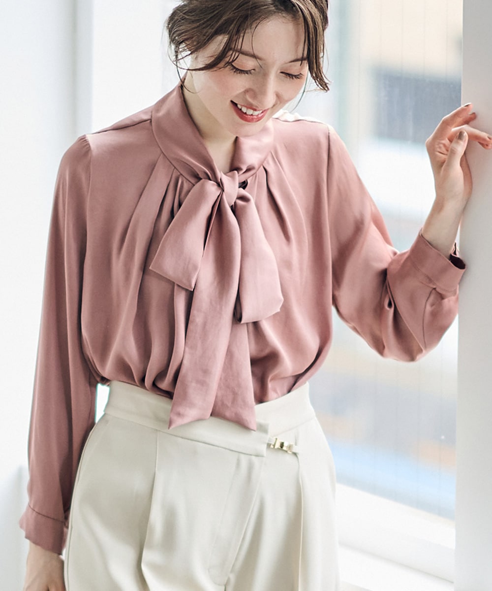 ヴィンテージサテンマルチウェイボウタイブラウス - 12Twelve Agenda