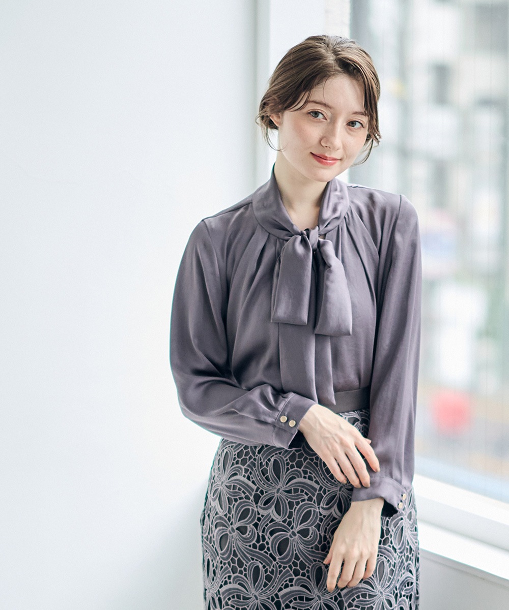 ヴィンテージサテンマルチウェイボウタイブラウス - 12Twelve Agenda