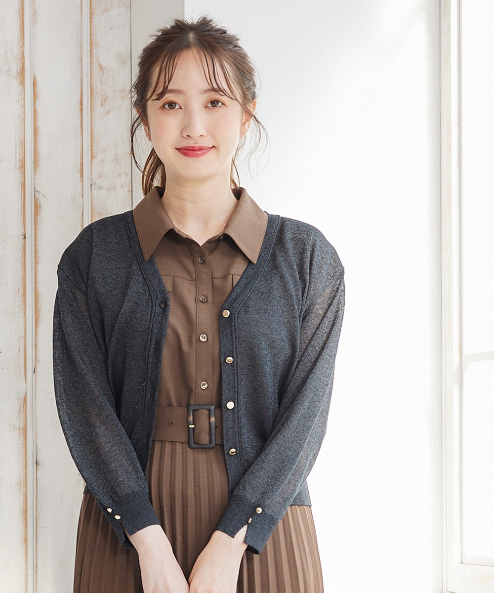 SALE】Vネック金釦シアーカーディガン - 12Twelve Agenda(トゥエルブ