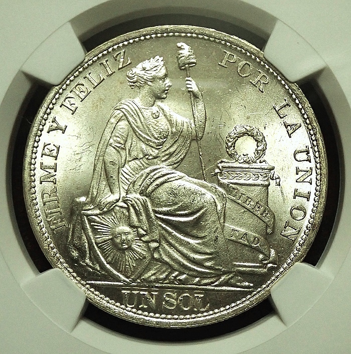 ペルー1ソル銀貨1894年、MS65準最高鑑定 | アンティーク・コイン
