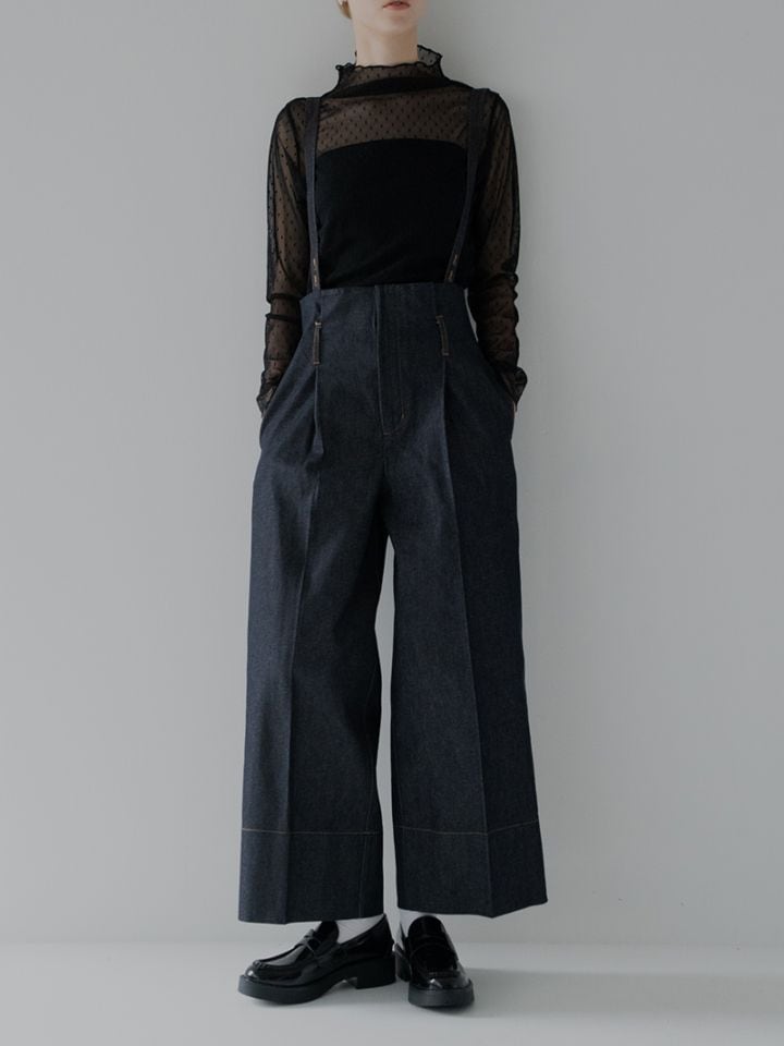 トレフルプラスワン ベルベットオーバーオール ブラック サロペット