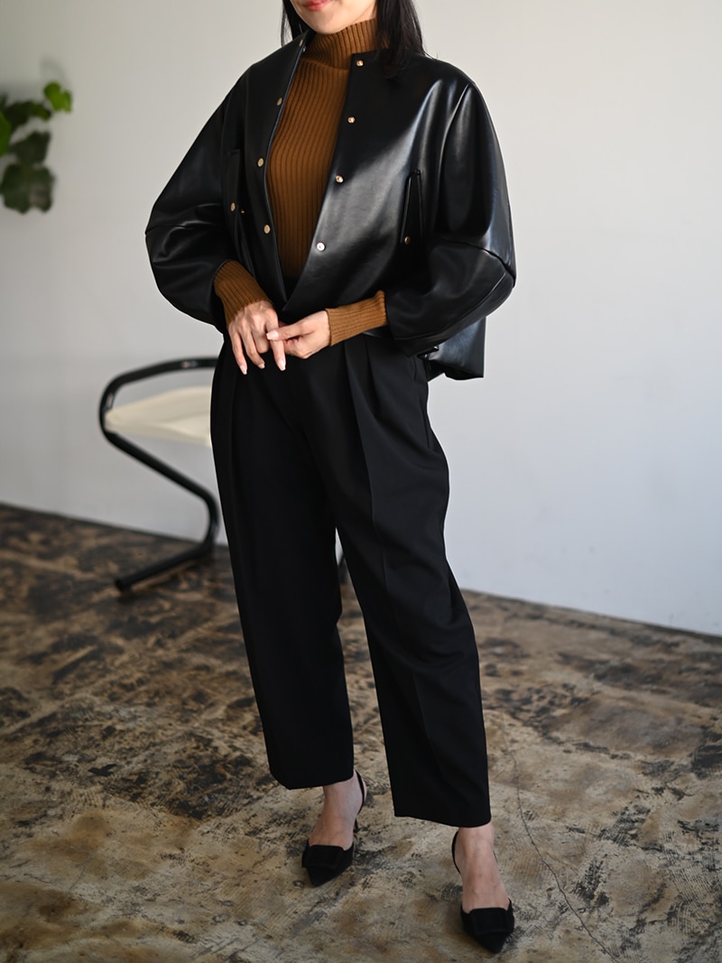 プリーツレザーライクジャケット | Outer | | TREFLE＋1（トレフル