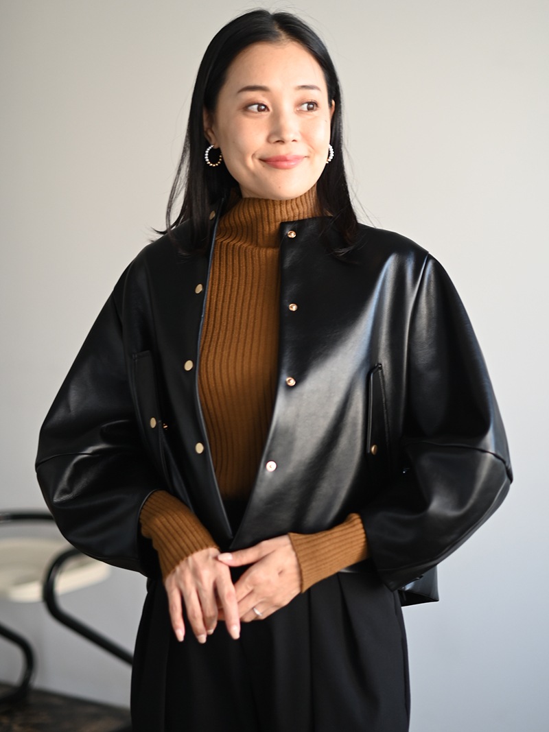 プリーツレザーライクジャケット | Outer | | TREFLE＋1（トレフル