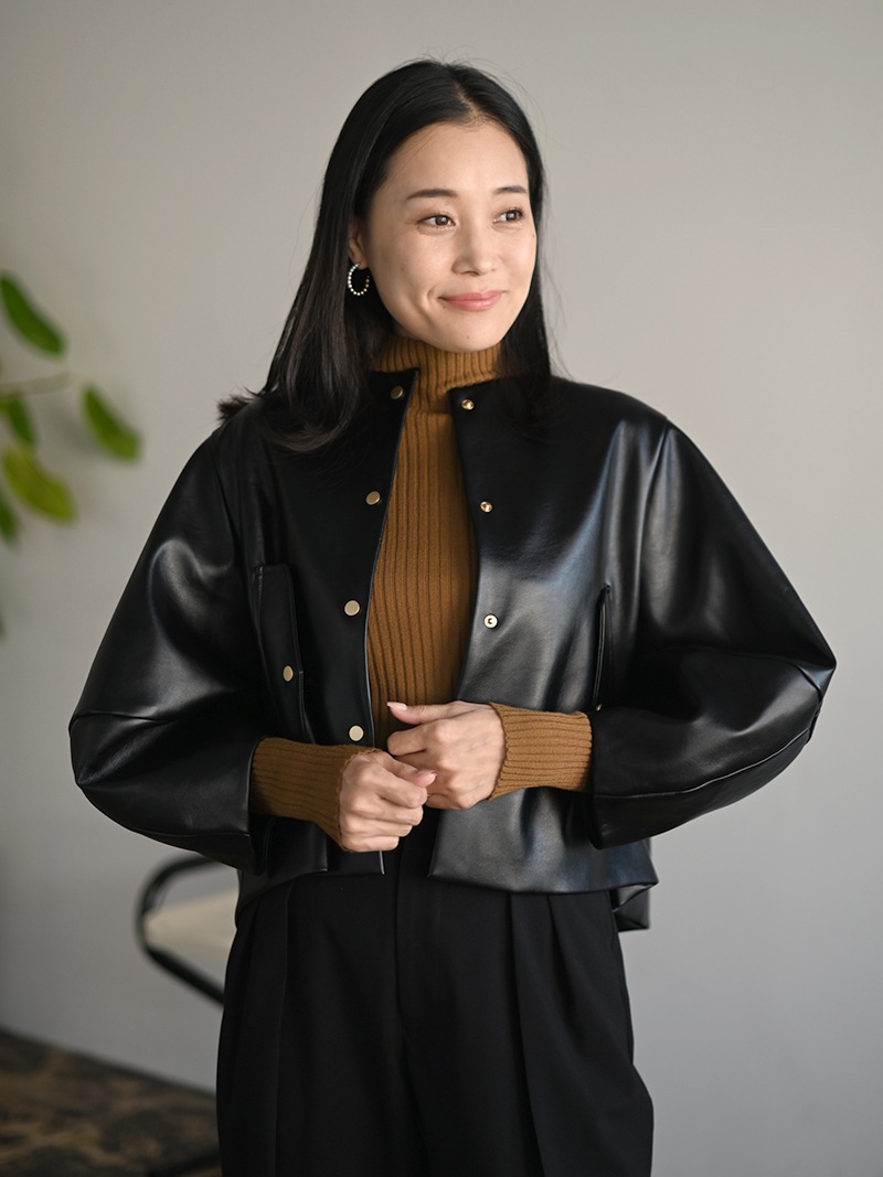 プリーツレザーライクジャケット | Outer | | TREFLE＋1（トレフル