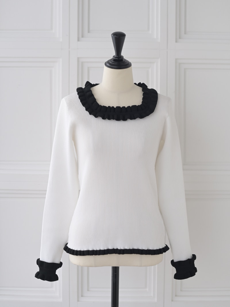 フリルスクエアニット | Tops,トップス | | TREFLE＋1（トレフルプラス