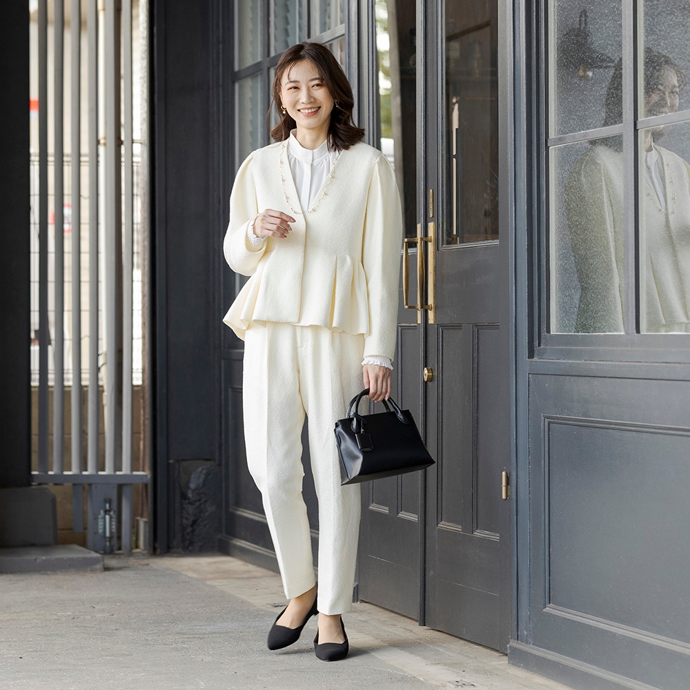 YOCO MORIMOTO 2002691] ペプラムジャケット×テーパードパンツ