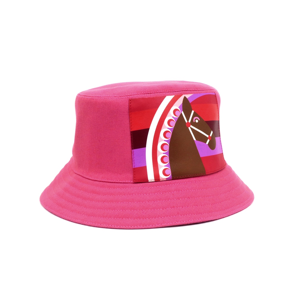 名東】【HERMES】エルメス フレッド バケットハット ピンク系 レッド