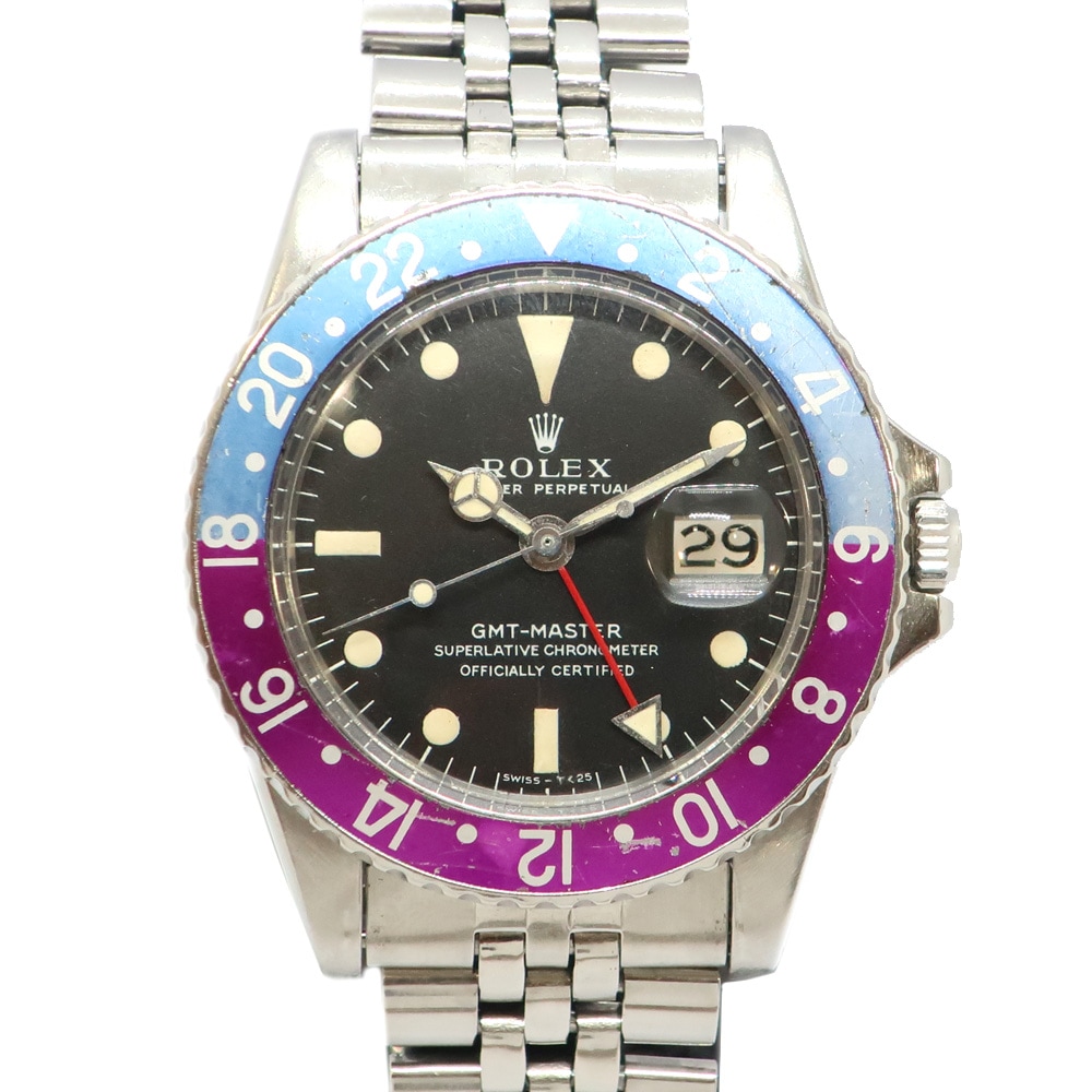 天白】【ROLEX】ロレックス GMTマスター 1675 フクシア フチなし 紫