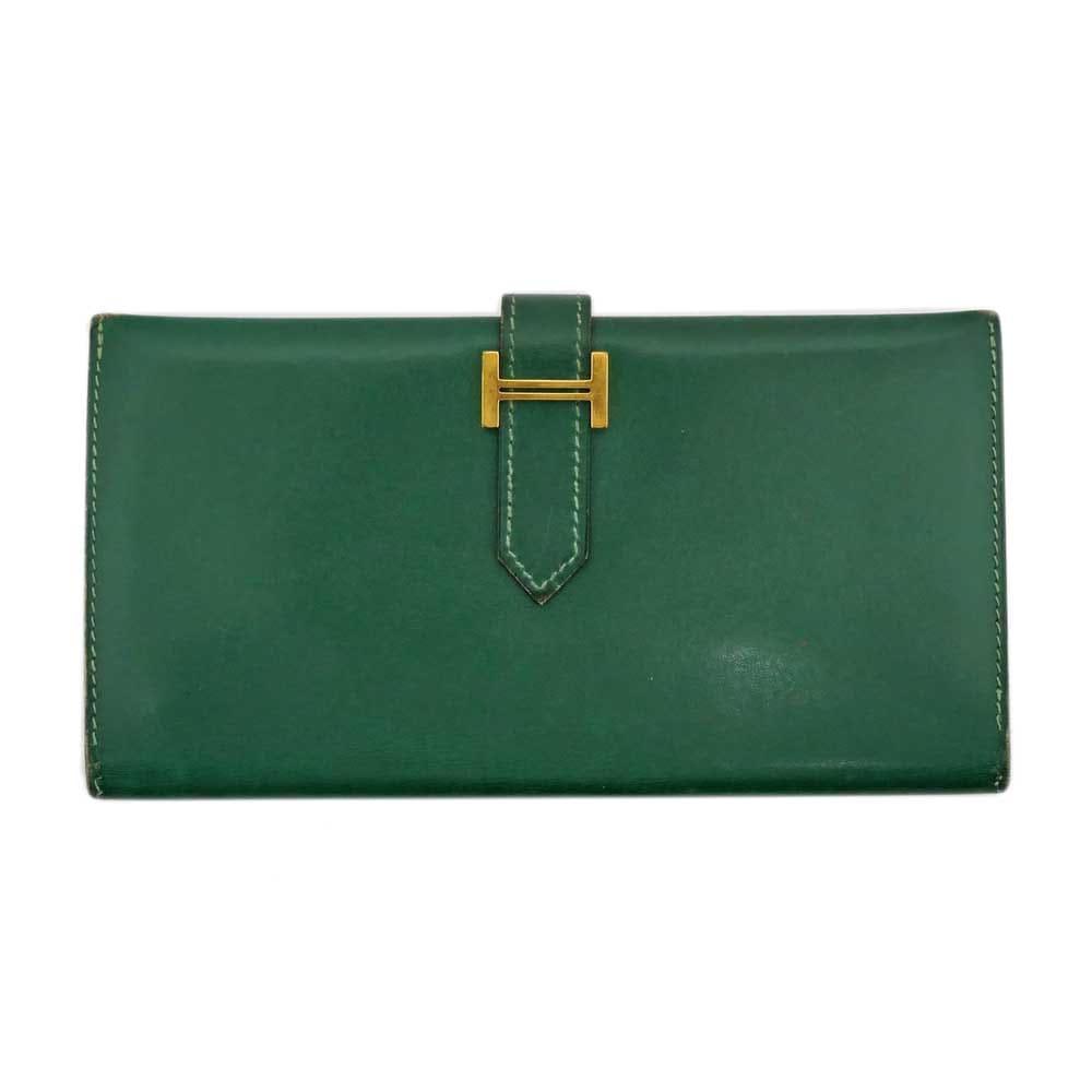 名東】【HERMES】エルメス ベアン クラシック ボックスカーフ グリーン