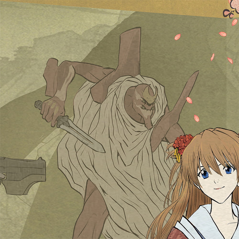 エヴァ浮世絵「箱根八里美人三画揃 アスカ」｜浮世絵工房