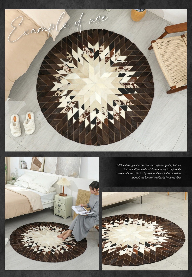 ラグ 本革 牛革 ハラコラグ 円形 ダーク | インテリア雑貨,ラグ