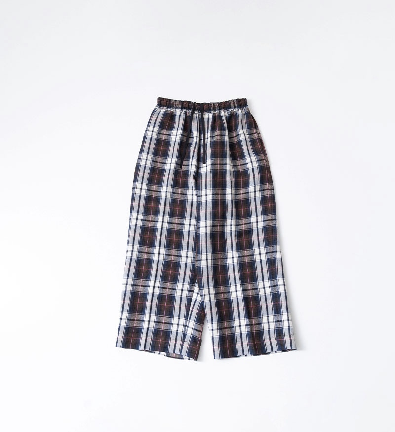 ARTS&SCIENCE チェックリネンパンツ antiqua（アンティカ） チェック柄 リネンワイドパンツ レディース