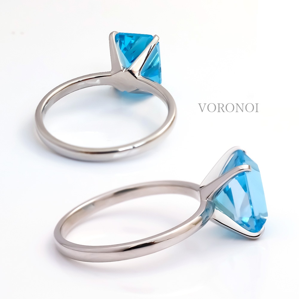 数量限定】VORONOI Open Setting エメラルドカット 「スイスブルー