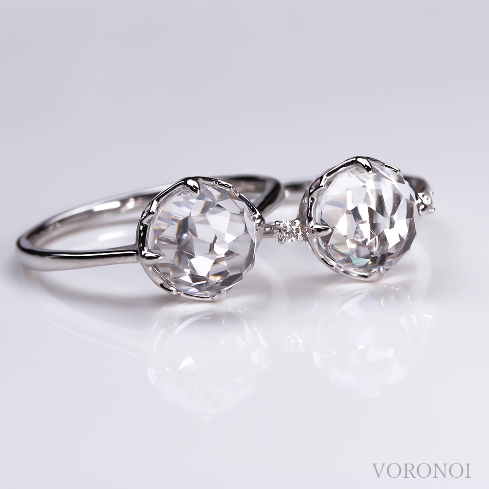 MINAMO -Flower- K10WG クリアクォーツ ダイヤモンド リング